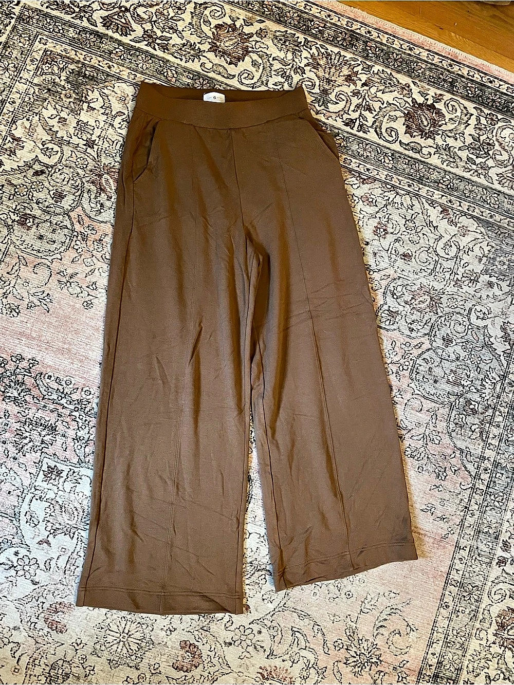 Lou & Grey Signaturesoft Plush Wide Leg Pants Brown Medium